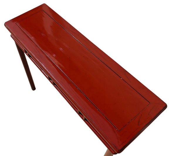Red Lacquer 38" Long Console Table - Dyag East