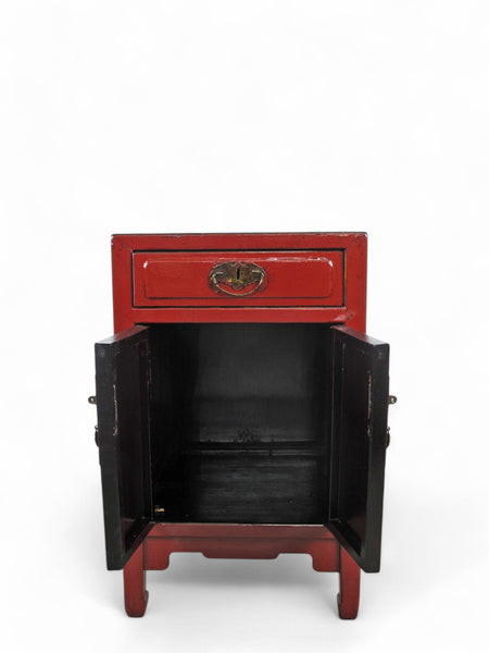 Red Nightstand or Accent table with 1 Drawer and Cabinet - Dyag East