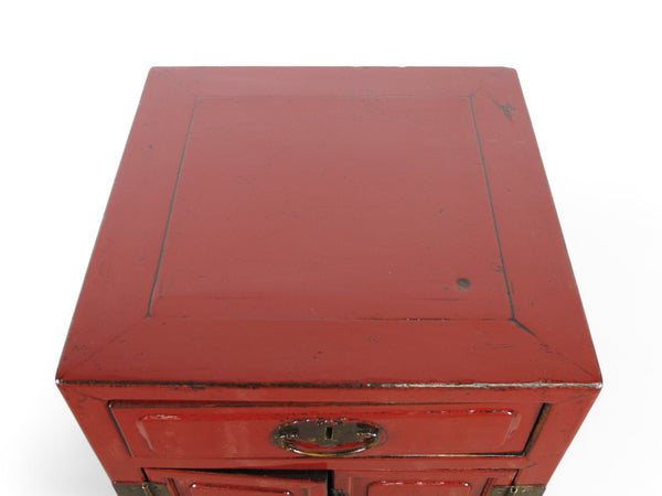 Red Nightstand or Accent table with 1 Drawer and Cabinet - Dyag East