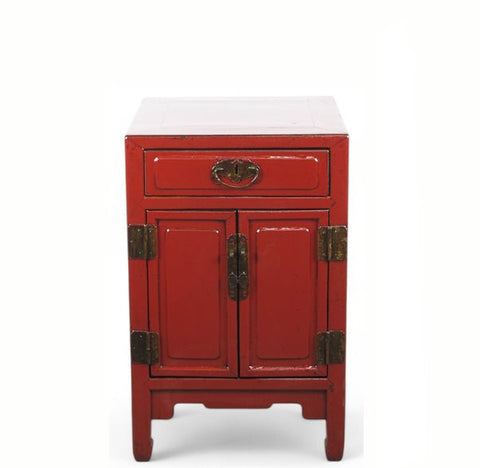 Red Nightstand or Accent table with 1 Drawer and Cabinet - Dyag East