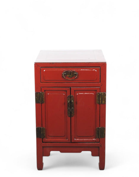 Red Nightstand or Accent table with 1 Drawer and Cabinet - Dyag East