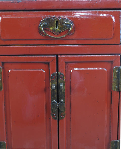 Red Nightstand or Accent table with 1 Drawer and Cabinet - Dyag East