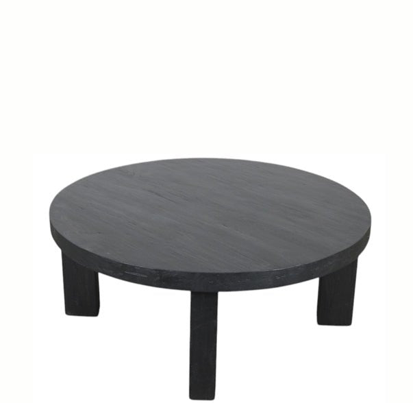 Round Black Modern Teak Coffee Table - Dyag East