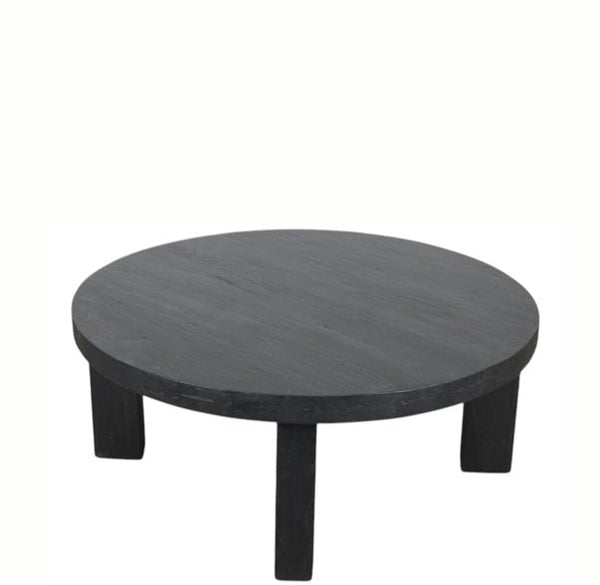 Round Black Modern Teak Coffee Table - Dyag East