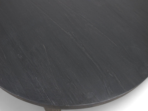 Round Black Modern Teak Coffee Table - Dyag East