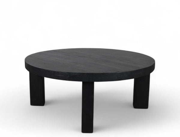 Round Black Modern Teak Coffee Table - Dyag East