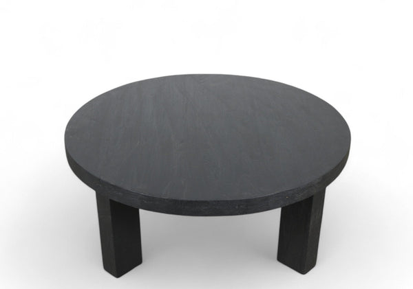 Round Black Modern Teak Coffee Table - Dyag East