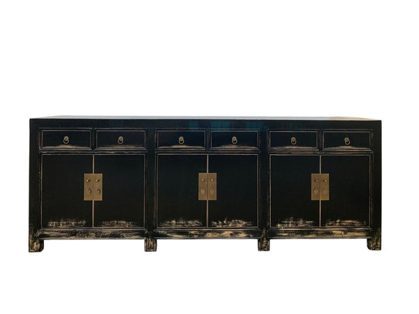 Rustic Chinese Solid Pine 6 Drawer Sideboard - Dyag East