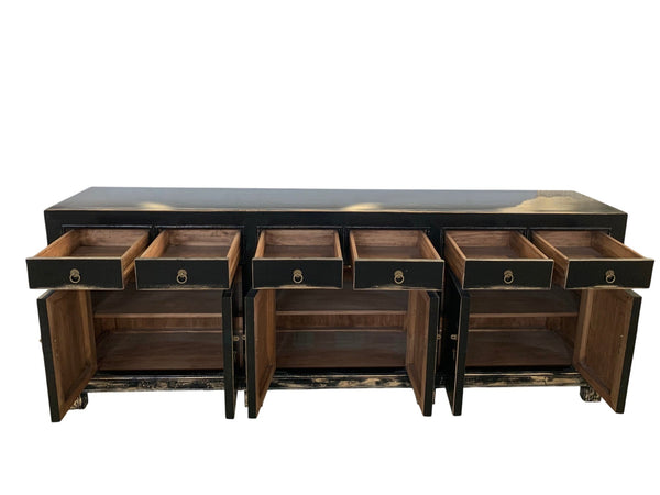 Rustic Chinese Solid Pine 6 Drawer Sideboard - Dyag East
