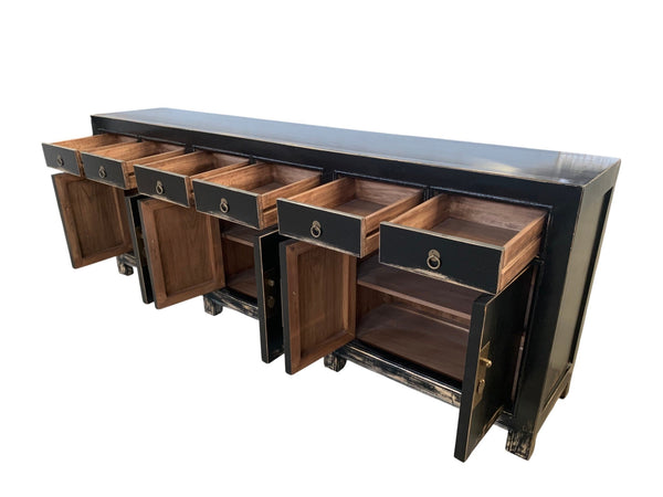 Rustic Chinese Solid Pine 6 Drawer Sideboard - Dyag East
