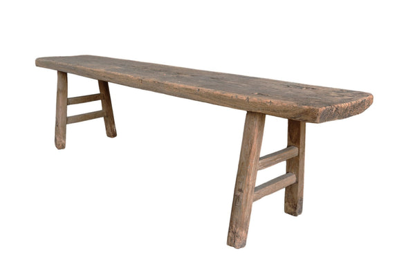 Vintage 72" Long Elm Wood Bench - Dyag East