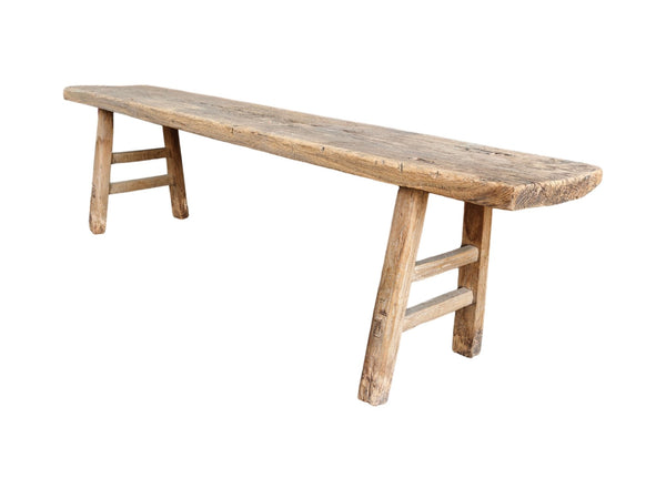 Vintage 72" Long Elm Wood Bench - Dyag East