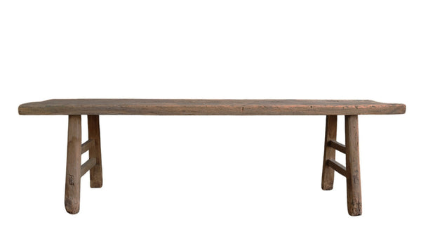 Vintage 72" Long Elm Wood Bench - Dyag East