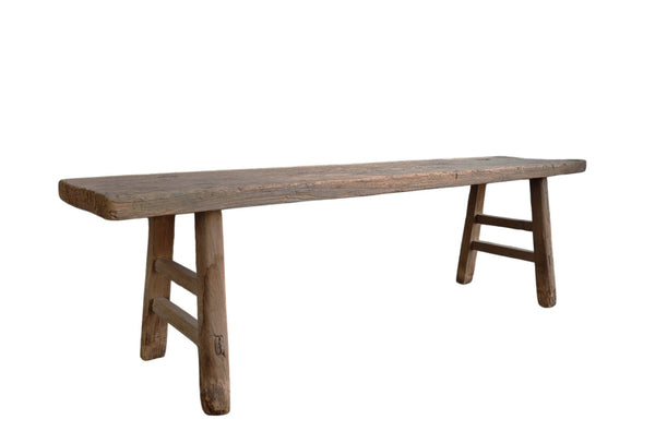 Vintage 72" Long Elm Wood Bench - Dyag East