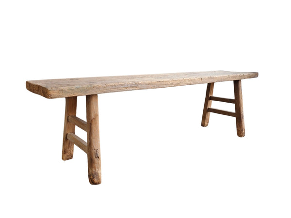 Vintage 72" Long Elm Wood Bench - Dyag East