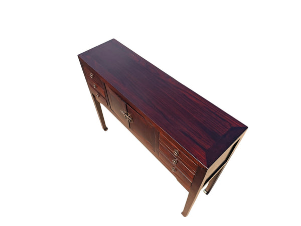 Vintage Chinese 37" Long Elm Multi-Storage Console Table - Dyag East