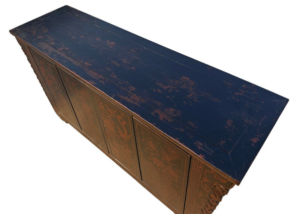 Vintage Chinese Four-Door Cabinet with Hand-Painted Floral and Bird Panels - Dyag East