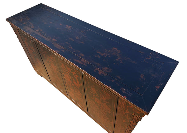 Vintage Chinese Four-Door Cabinet with Hand-Painted Floral and Bird Panels - Dyag East