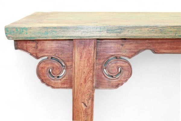 Vintage Green Top Bench or Coffee Table or Low Console Table - Dyag East
