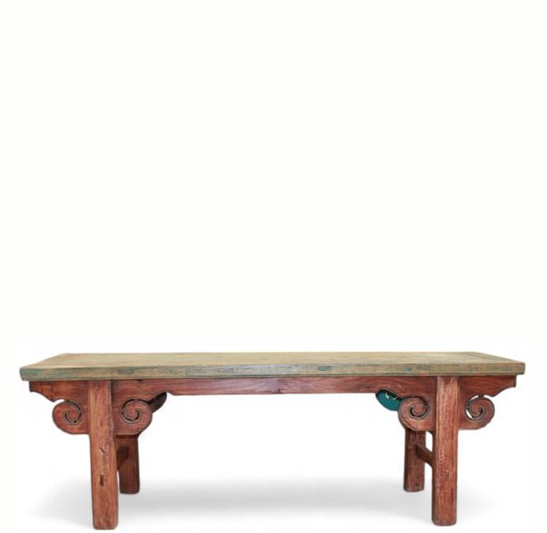 Vintage Green Top Bench or Coffee Table or Low Console Table - Dyag East
