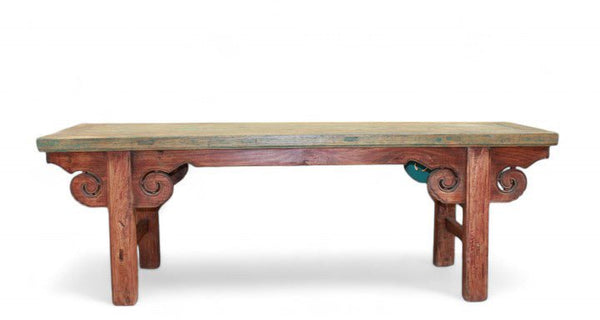 Vintage Green Top Bench or Coffee Table or Low Console Table - Dyag East