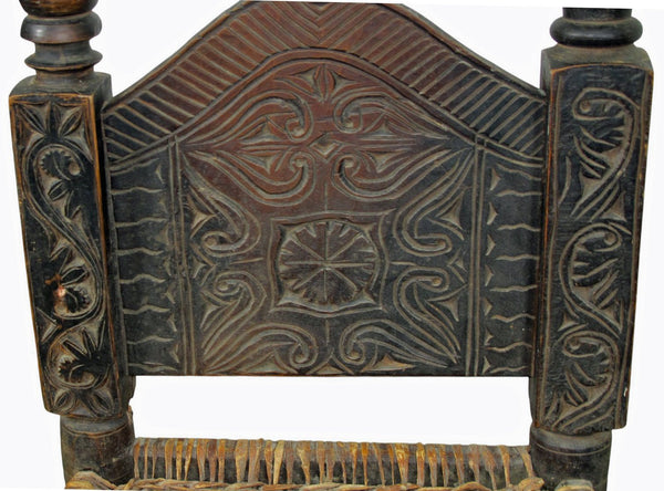 Vintage Rajasthani Charpoy Chair Set with Hand - Painted Bajot Table – Hand - Carved Indian Rosewood, 1980s - Dyag East