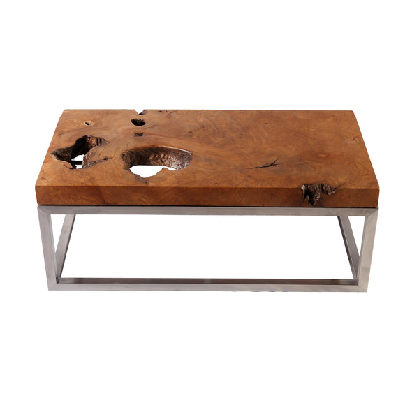 Solid Teak Top and Stainless Steel Base Coffee Table 2 - Dyag East
