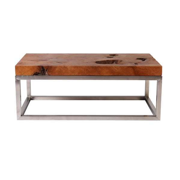 Solid Teak Top and Stainless Steel Base Coffee Table 2 - Dyag East