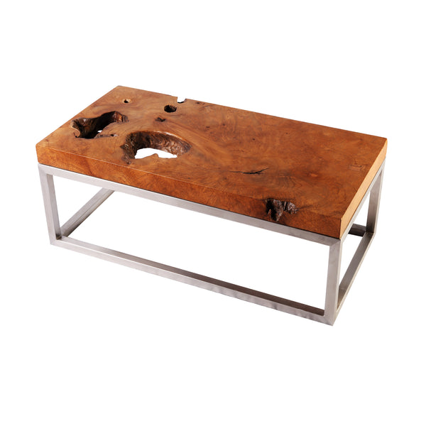 Solid Teak Top and Stainless Steel Base Coffee Table 2 - Dyag East