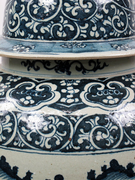 35 Inch Tall Grand Blue and White Porcelain Ginger Jar - Dyag East