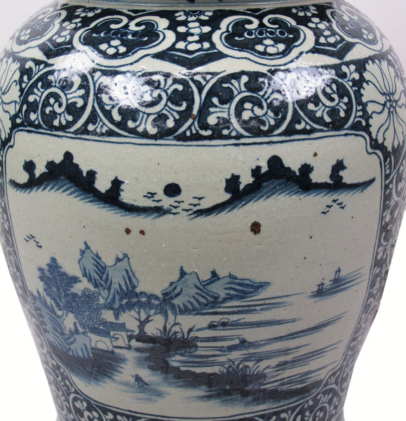 35 Inch Tall Grand Blue and White Porcelain Ginger Jar - Dyag East