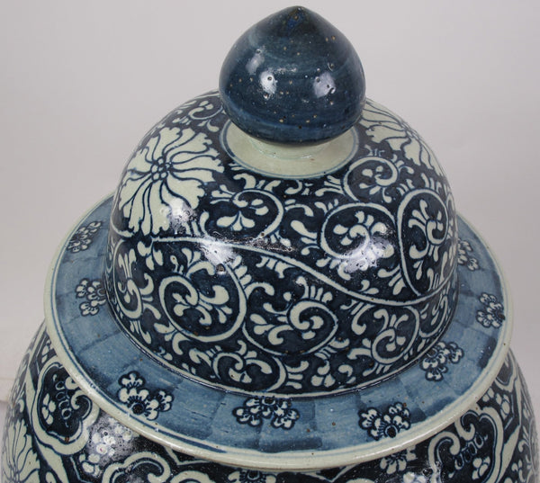 35 Inch Tall Grand Blue and White Porcelain Ginger Jar - Dyag East