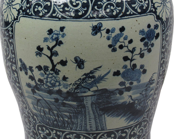 35 Inch Tall Grand Blue and White Porcelain Ginger Jar - Dyag East