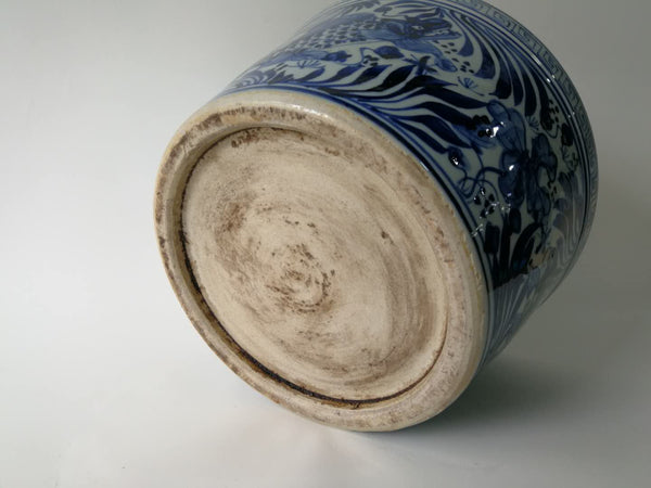 Blue and White Oriental Fish Bowl Planter