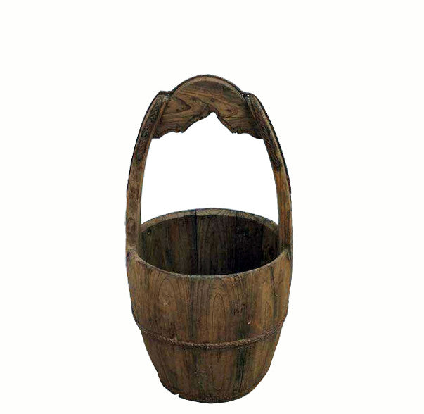 Vintage Chinese Wood Water Basket - Dyag East