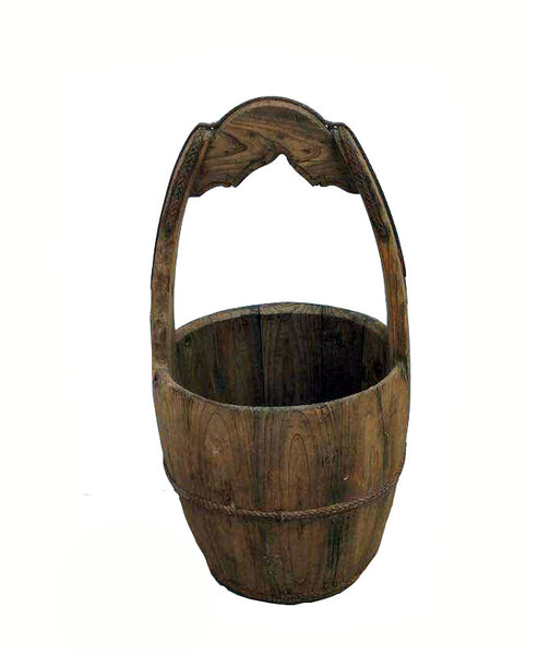 Vintage Chinese Wood Water Basket - Dyag East