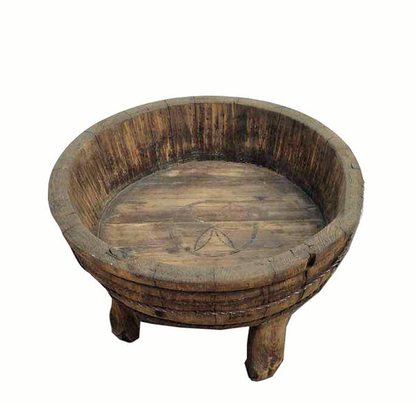 Round Wood Barrel Basin with 4 Legs - Dyag East