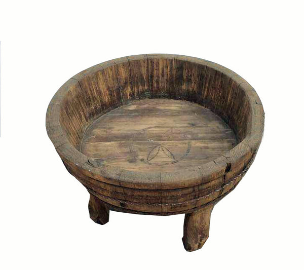 Round Wood Barrel Basin with 4 Legs - Dyag East