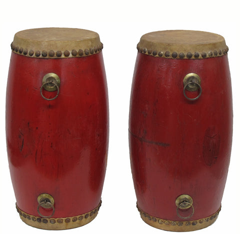 Pair of Vintage Small Red Drum