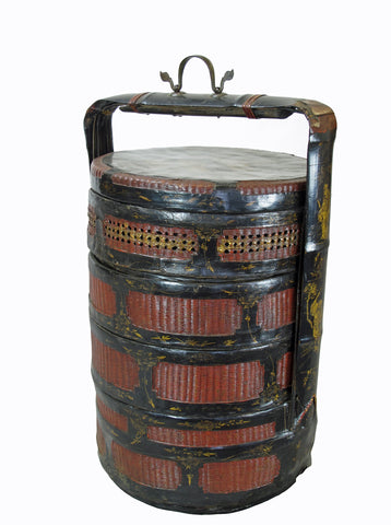Bamboo Food Basket with Hand Painted Handle - Dyag East