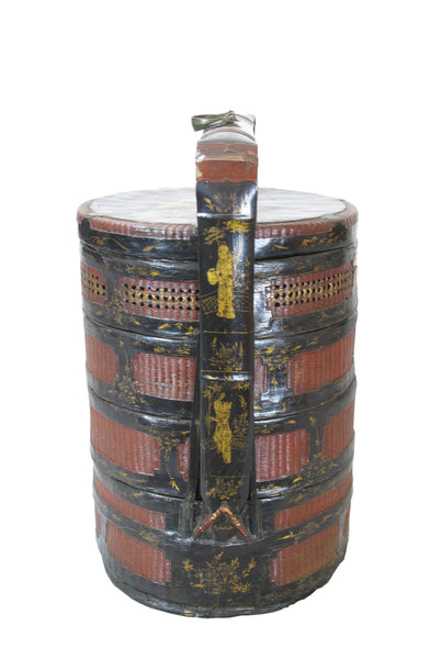 Bamboo Food Basket with Hand Painted Handle - Dyag East