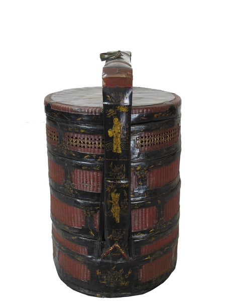Bamboo Food Basket with Hand Painted Handle - Dyag East