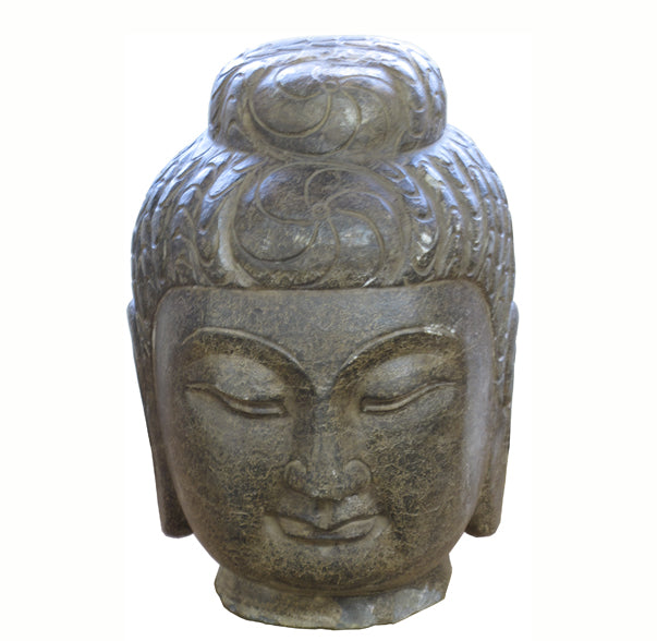 Large Hand Carved Stone Guan Yin Head - Dyag East