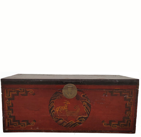 Hand Painted Animal Antique Trunk