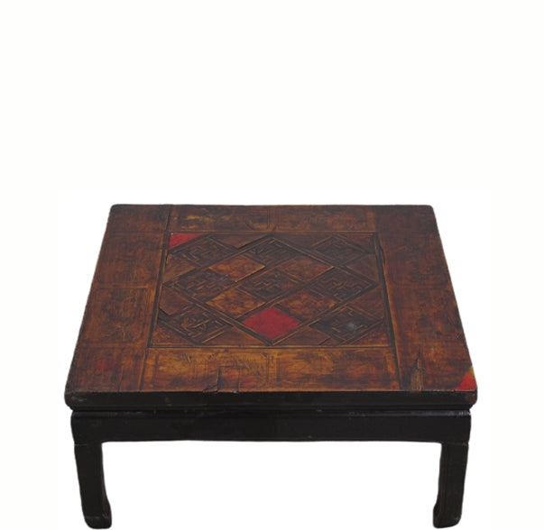 Tibetan Square Antique Accent Table
