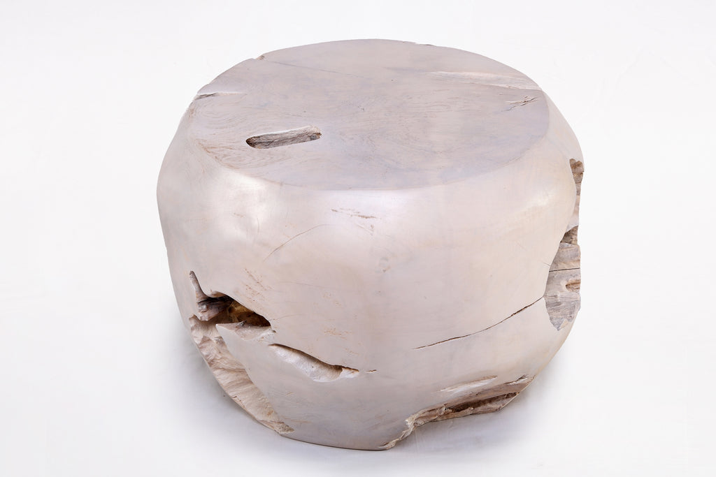 Bleached White Teak Root Accent or Side Table or Stool 25