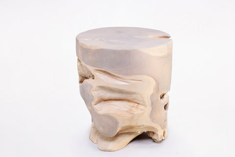 Z-Bleached White Teak Root Accent or Side Table or Stool 34