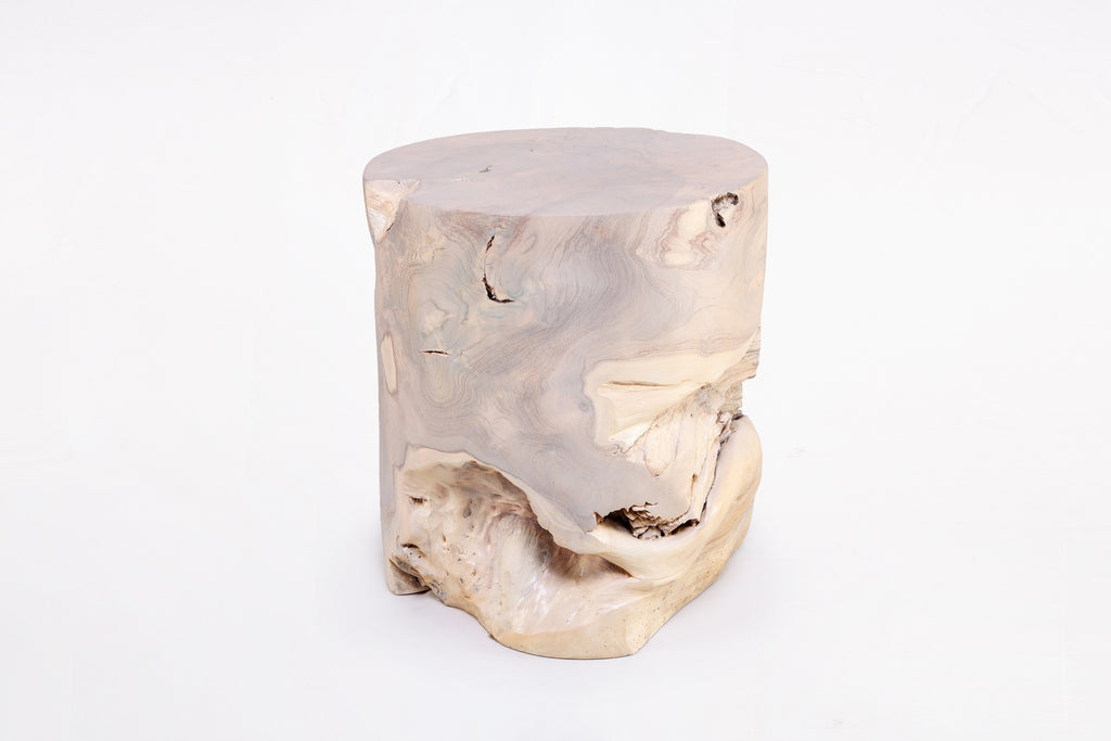Bleached White Teak Root Accent or Side Table or Stool 35