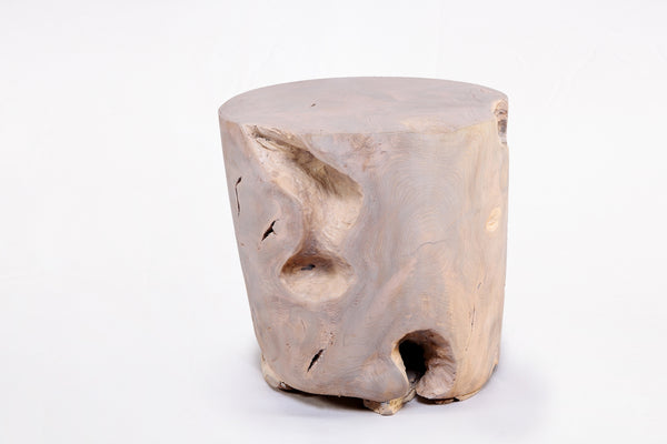 Bleached White Teak Root Accent or Side Table or Stool 37
