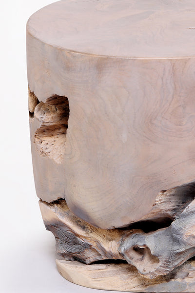 Bleached White Teak Root Accent or Side Table or Stool 37